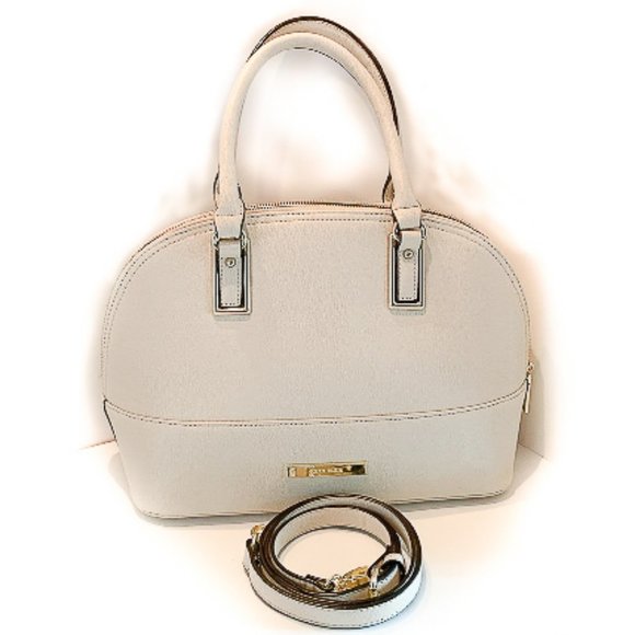 NWOT ANNE KLEIN SATCHEL WITH SHOULDER STRAP IVORY/WINTER WHITE - Picture 1 of 6